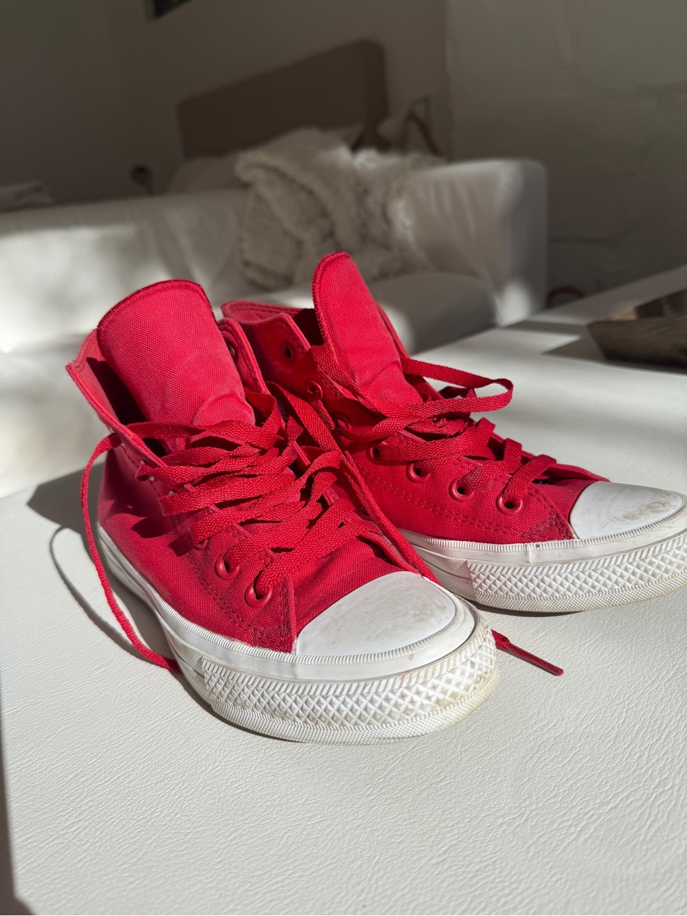 Converse Red High-Top Sneakers with White Trim
